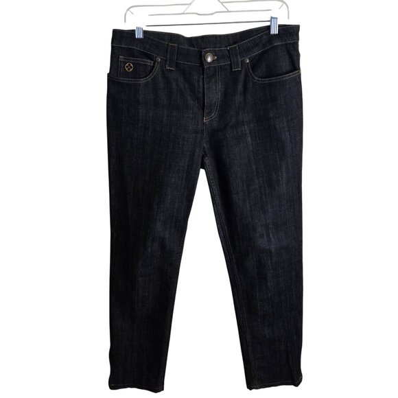Louis Vuitton Straight Leg Black Denim Jeans Flap Pocket Logo Size 44/10 - Picture 2 of 11